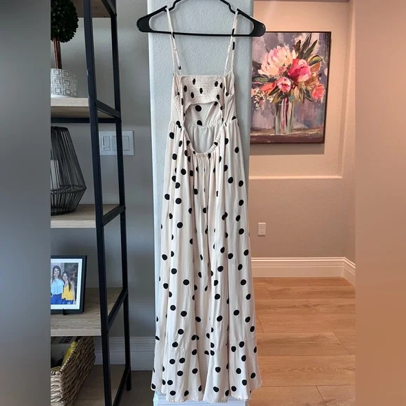 Showpo Strapless Cream Dress with Black Polka Dots - Picture 3 of 6